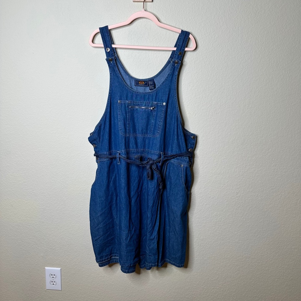 Route 66 Maternity Denim Romper Overalls Medium Wash Blue Cotton Large VTG Y2K